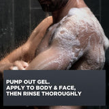 Dove Men + Care Body Wash Clean Comfort in recyclable bottle, hydrating skin with cedarwood and bergamot scent for men.