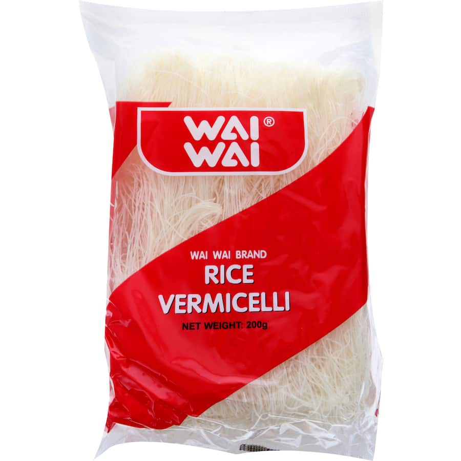 Wai Wai Vermicelli Rice, gluten-free and light, is perfect for absorbing flavors in soups, salads, and traditional Asian dishes.