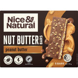 Nut bar with roasted peanuts, wholegrain oats, soy crisps, coated in milk chocolate and topped with peanut butter.