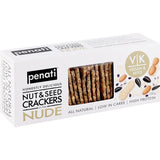 Crunchy all-natural nut and seed crackers, high in protein, low in carbs, perfect for guilt-free snacking and pairing.