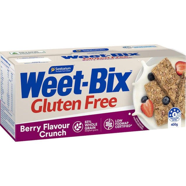 Sanitarium Gluten Free Wheat Biscuits Berry with crunchy sorghum and berry-flavored rice puffs for a delicious, nutritious snack.