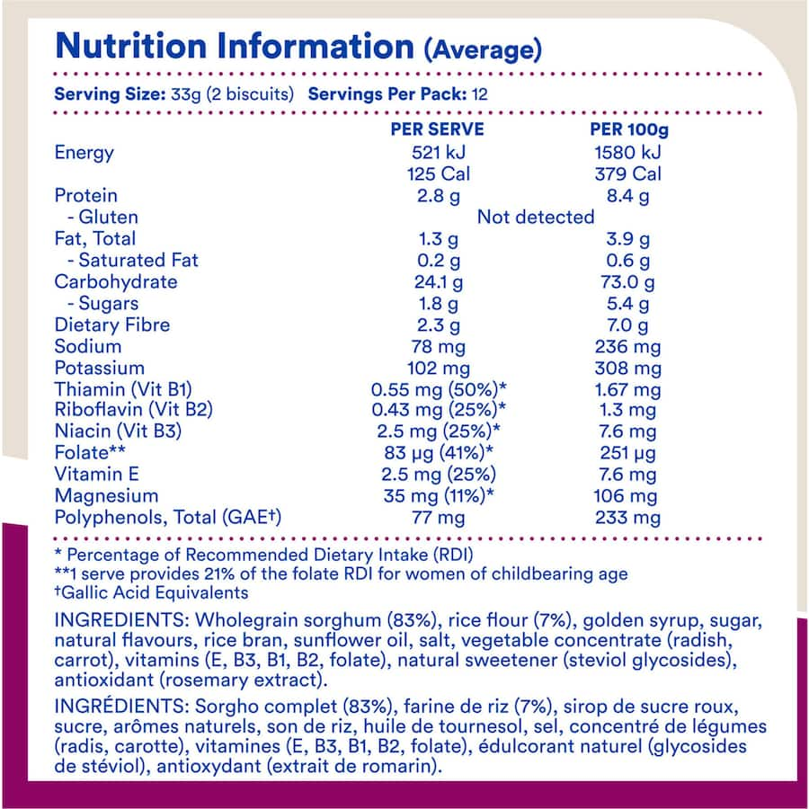 Sanitarium Gluten Free Wheat Biscuits Berry, featuring gluten-free sorghum and berry rice puffs for a nutritious snack.