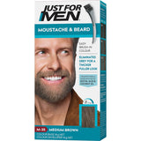 Just For Men Moustache & Beard Colour in Medium Brown eliminates greys and nourishes facial hair for a fuller, polished look.