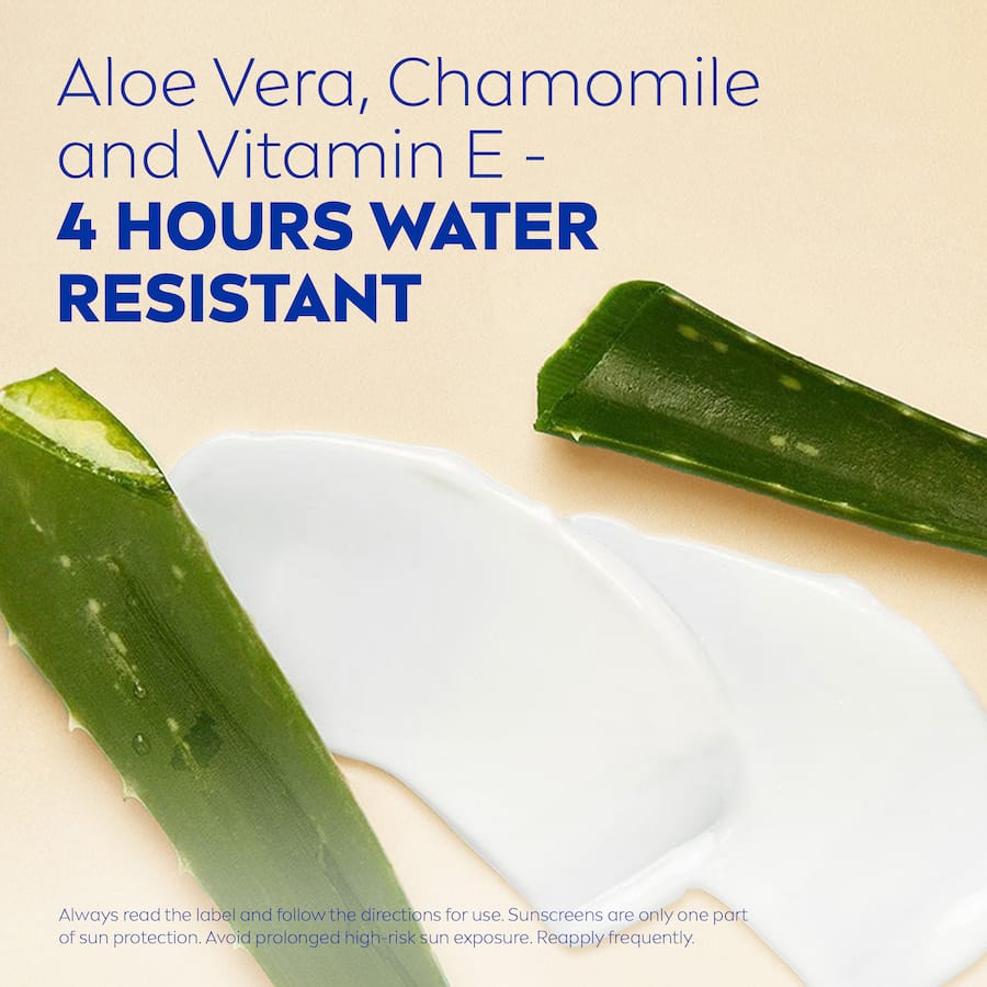 Nivea Sunscreen Lotion Sensitive SPF 50 protects delicate skin with a lightweight, moisturizing, and fragrance-free formula.