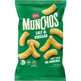 Crispy Eta Munchos Chips in Salt & Vinegar flavor, delivering tangy and zesty snacking perfection.