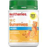 Orange-flavored Healtheries Kids Vitamin C Gummies help support immune health in a tasty, gluten-free formula for children.