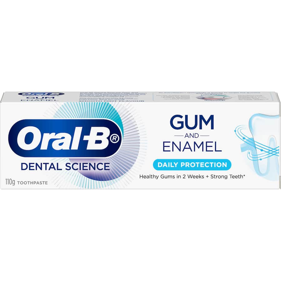 Oral-B Toothpaste for gum and enamel protection, featuring stannous fluoride for stronger teeth and healthy gums.