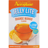 Aeroplane Jelly Lite Crystals in Orange Mango flavor, low sugar and gluten-free, perfect for guilt-free desserts.