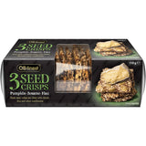 Gluten-free 3 Seed Crisps made with pumpkin, sesame, and flax seeds, perfect for healthy snacking and pairing with dips.