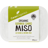 Organic genmai shiro miso paste made from soybeans and brown rice, perfect for soups, dressings, and healthy cuisine.