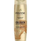 Pantene Miracles Shampoo with collagen repairs and protects hair, enhancing shine and strength for healthier, vibrant locks.