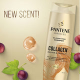 Pantene Miracles Collagen Repair Shampoo bottle with creamy texture, designed for healthy, strong, and vibrant hair.