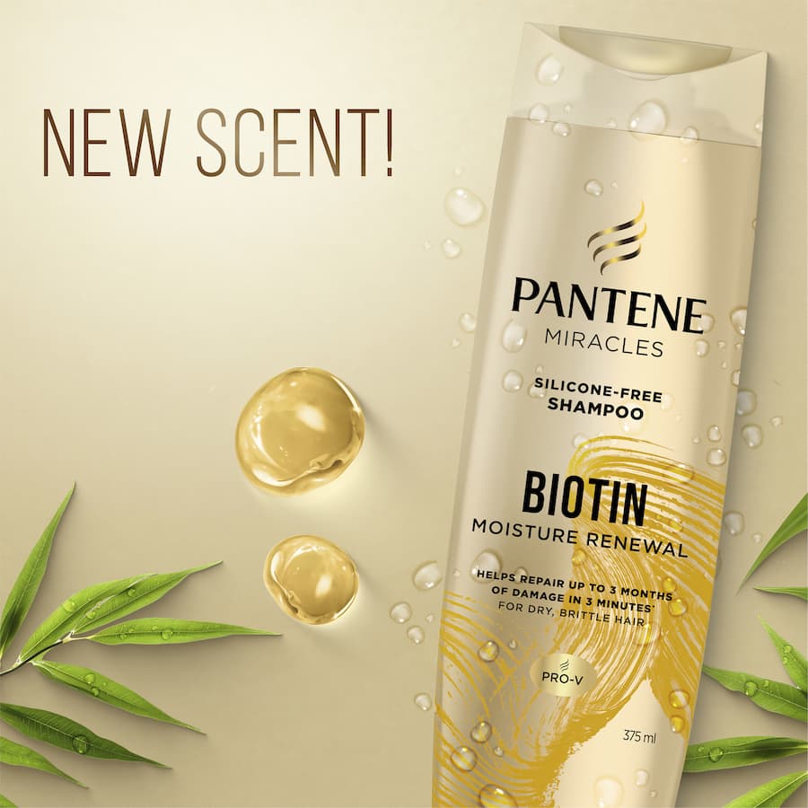 Pantene Miracles Shampoo with Biotin revitalizes hair, offering deep cleansing and nourishment for strong, shiny strands.