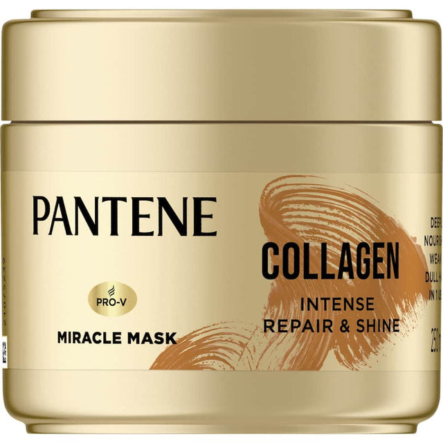 Pantene Miracles Hair Mask with collagen for quick hair repair, hydration, and shine in just five minutes.