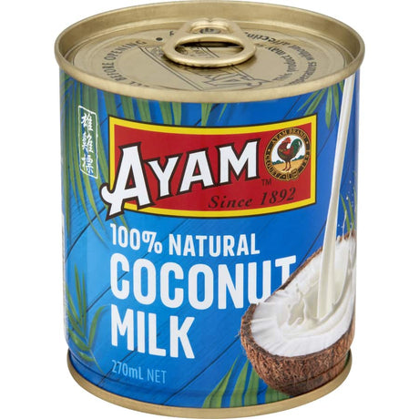 Ayam Coconut Milk Premium, creamy, gluten-free, and dairy-free for enhancing curries, soups, and desserts.