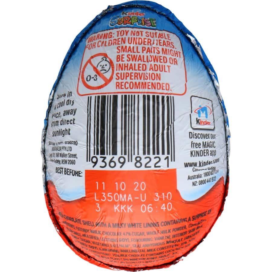 Kinder Chocolate Snack Surprise Blue features creamy chocolate eggs with hidden toys, perfect for joyful snacking and gifting.