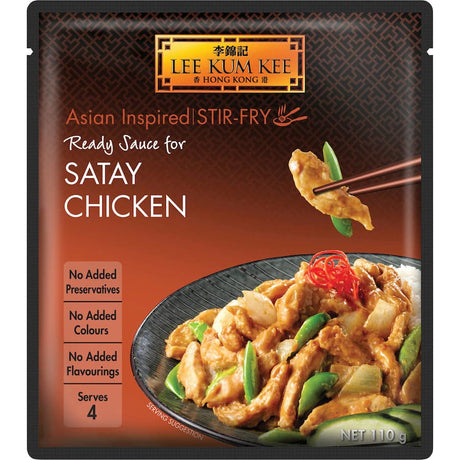 Lee Kum Kee Ready Sauce for Satay Chicken captures authentic mild spices and rich peanut flavor for quick, delicious meals.