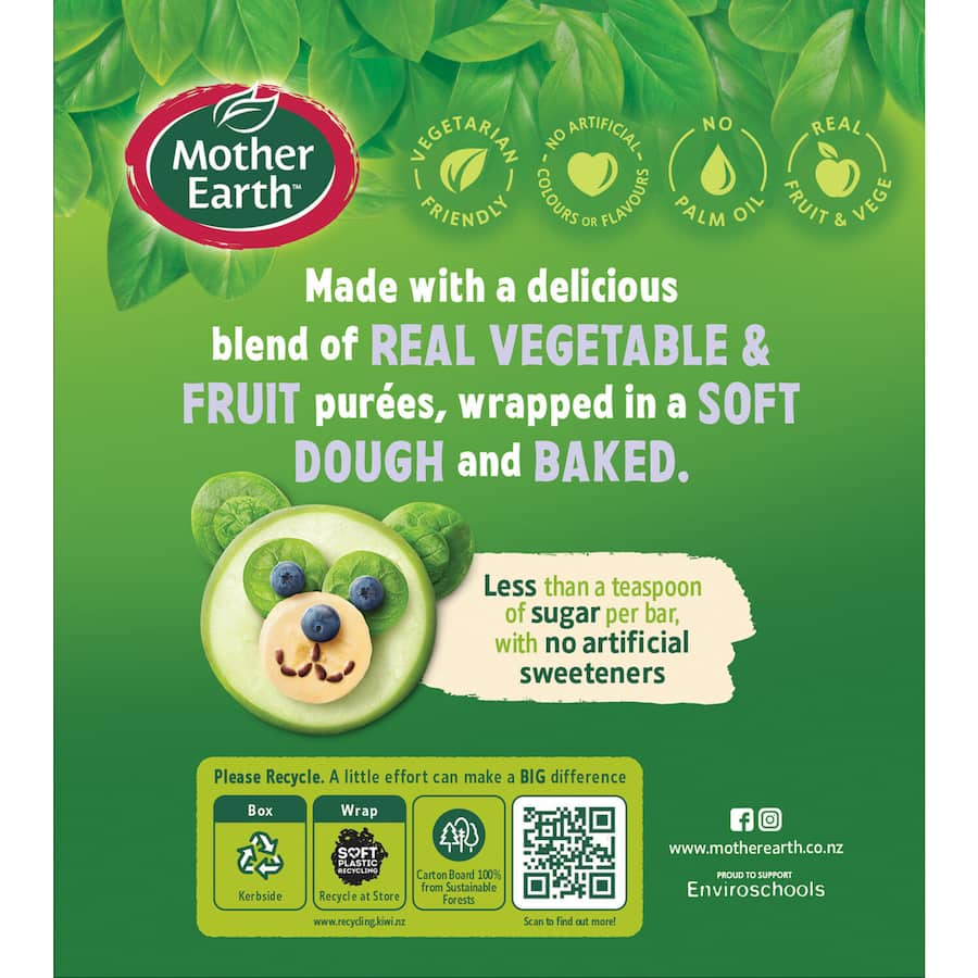 Mother Earth Fruit Sticks featuring spinach, banana, and berry for a nutritious, gluten-free, and tasty snack option.