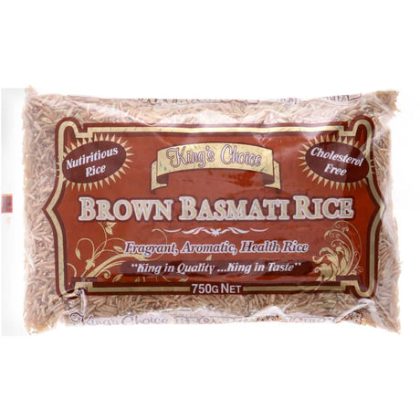 Kings Choice Basmati Rice Brown, premium nutty rice rich in fiber, ideal for health-conscious cooking and flavorful meals.