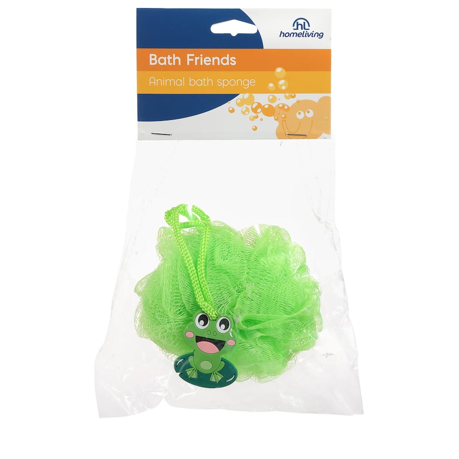 Colorful animal-shaped bath sponge for kids and adults, gently exfoliates and refreshes skin during bath time.