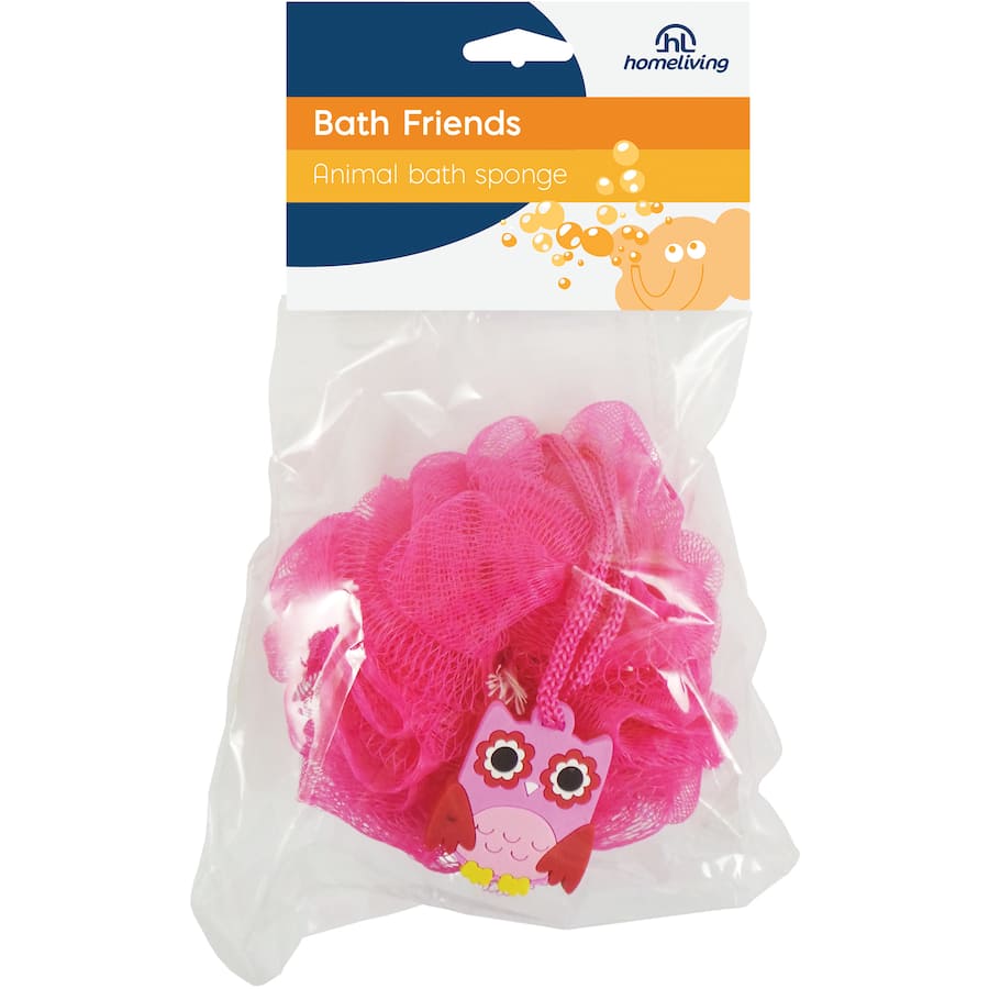 Vibrant animal-shaped bath sponge for kids, gently exfoliates skin and makes bath time fun and refreshing.