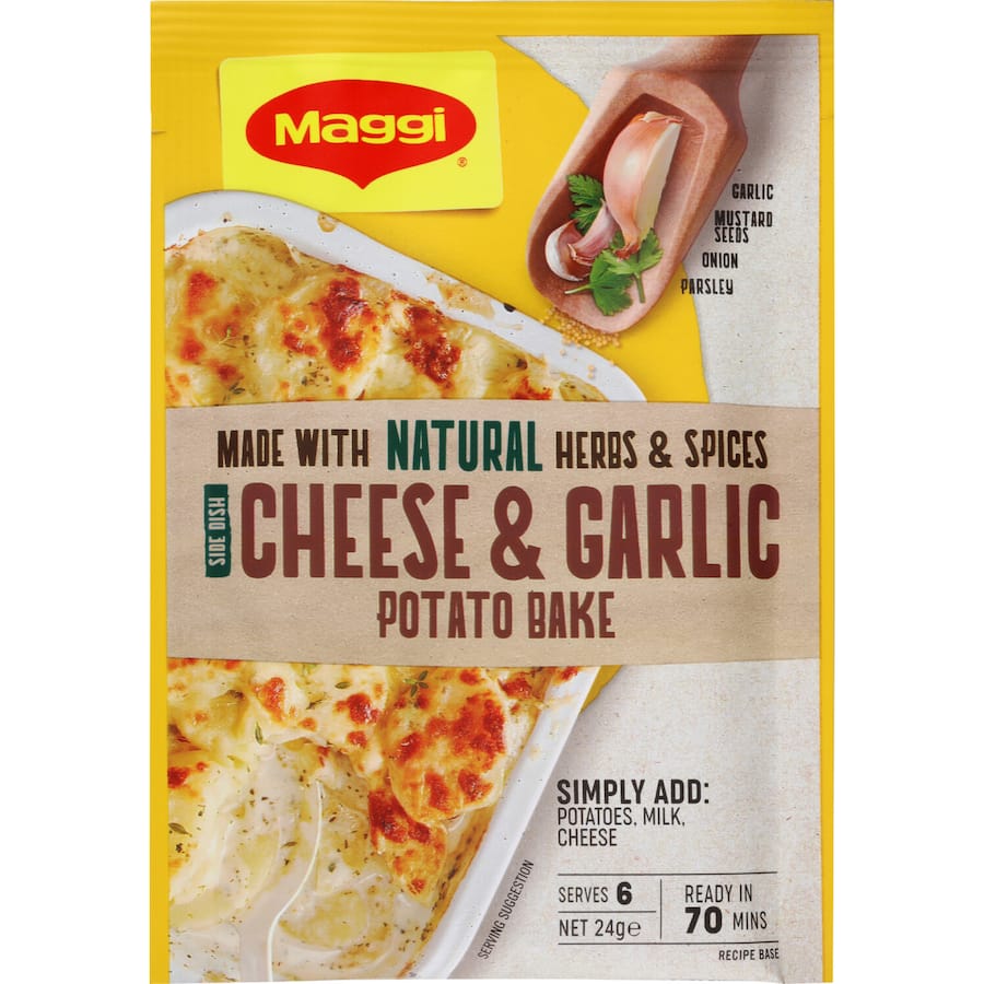 Creamy Maggi Potato Bake with garlic and cheese, perfect side dish for family dinners. Easy, flavorful, and packed with herbs.