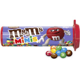 Colorful M&M's Sweets Minis tube filled with bite-sized milk chocolate treats for sharing and snacking fun.