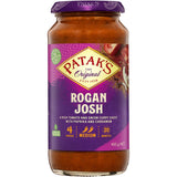 Patak's Rogan Josh Simmer Sauce, a medium-heat curry blend of tomatoes and spices for quick and flavorful meals.