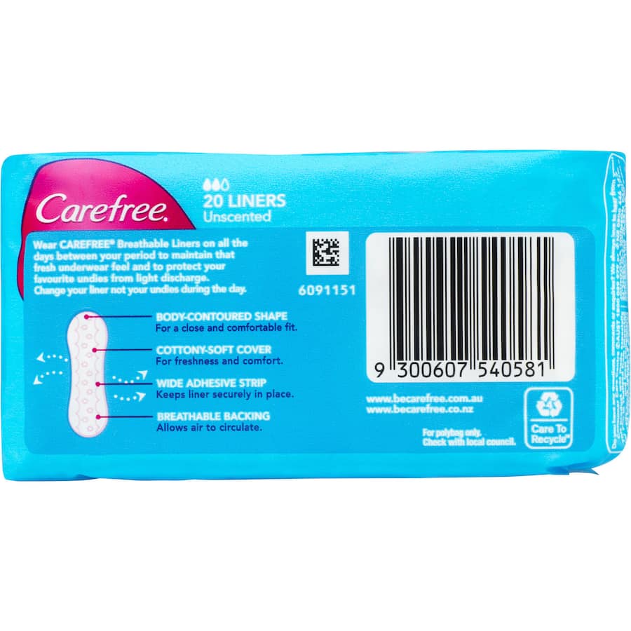 Breathable Carefree Panty Liners in purse packs, ensuring everyday comfort and freshness with ultra-thin design.