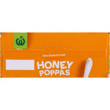 Bowl of Woolworths Cereal Honey Poppas, crispy honey-coated puffs, nutritious breakfast, and no artificial ingredients.