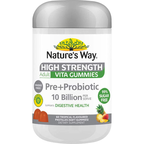 Chewable probiotic gummies with IS-2 strain, supporting digestive health and immune function, 5 billion live bacteria each.