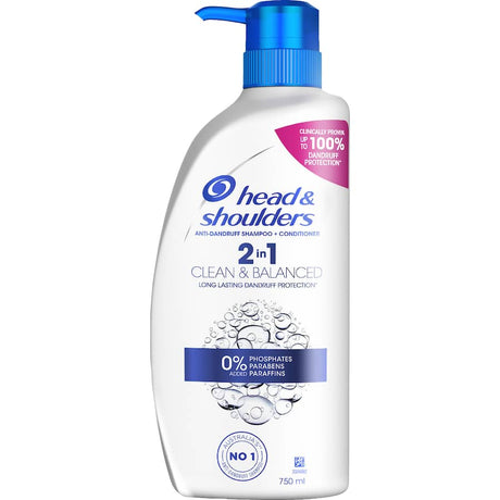 Head & Shoulders 2 In 1 Shampoo & Conditioner with dandruff protection and pH balanced formula for healthy, manageable hair.