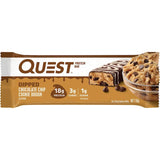 Quest Protein Bar Dipped Chocolate Chip Cookie Dough, a protein-rich snack with chocolate coating and gooey cookie dough center.