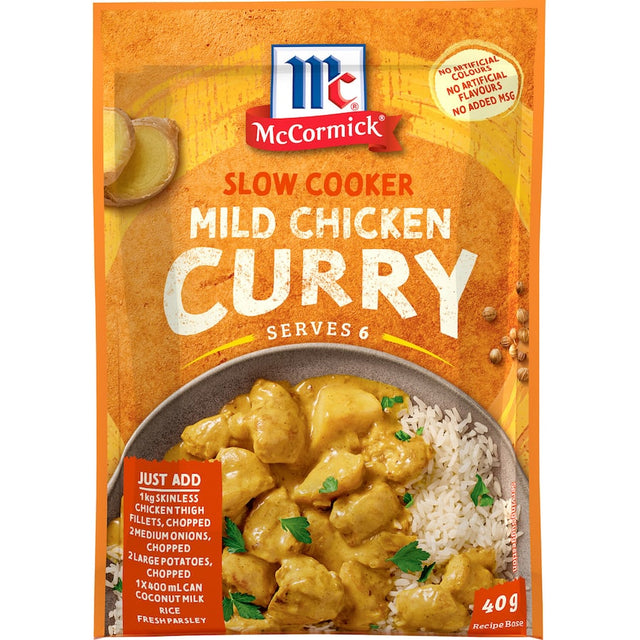Mccormick Slow Cookers Meal Base Mild Chicken for easy, flavorful chicken curry with turmeric, ginger, and coconut milk.