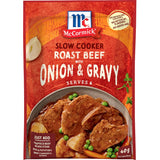 Mccormick Slow Cookers Meal Base Beef Onion Gravy for easy, flavorful beef dinners with no artificial ingredients.
