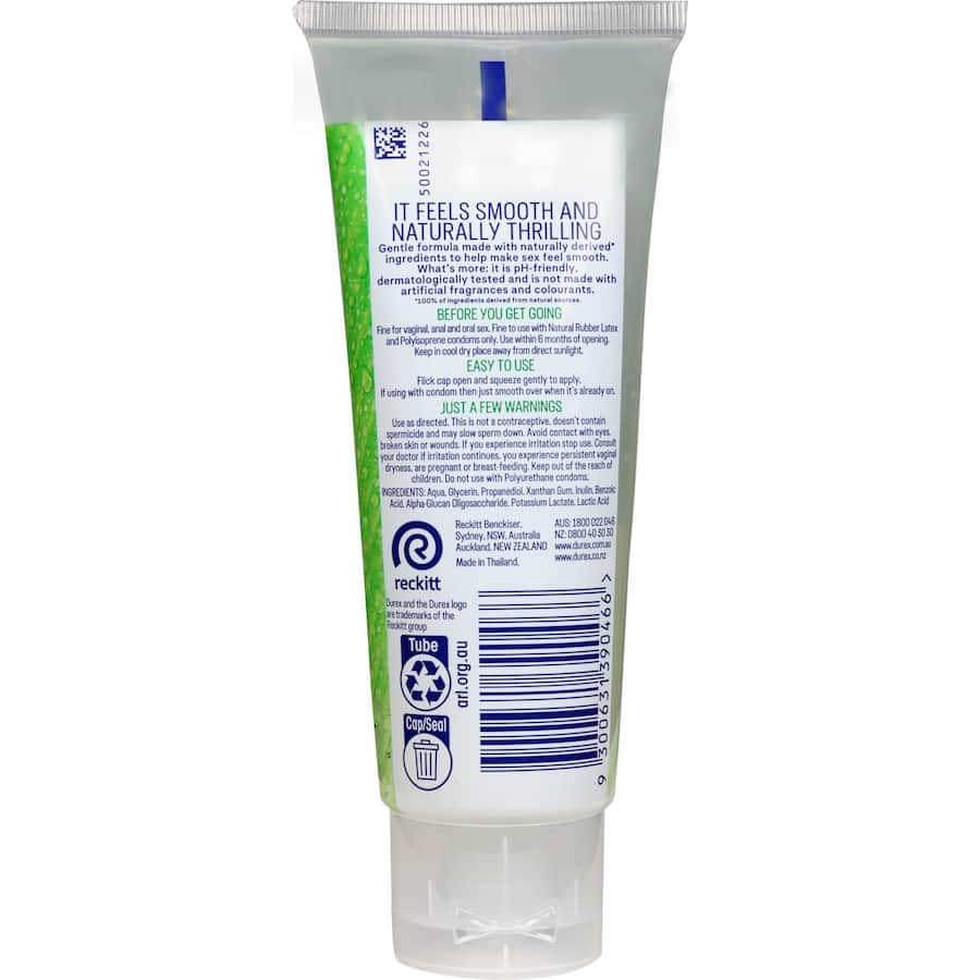 Durex Naturals Lube Intimate Gel: eco-friendly, water-based lubricant made with 100% natural ingredients, fragrance and color-free.