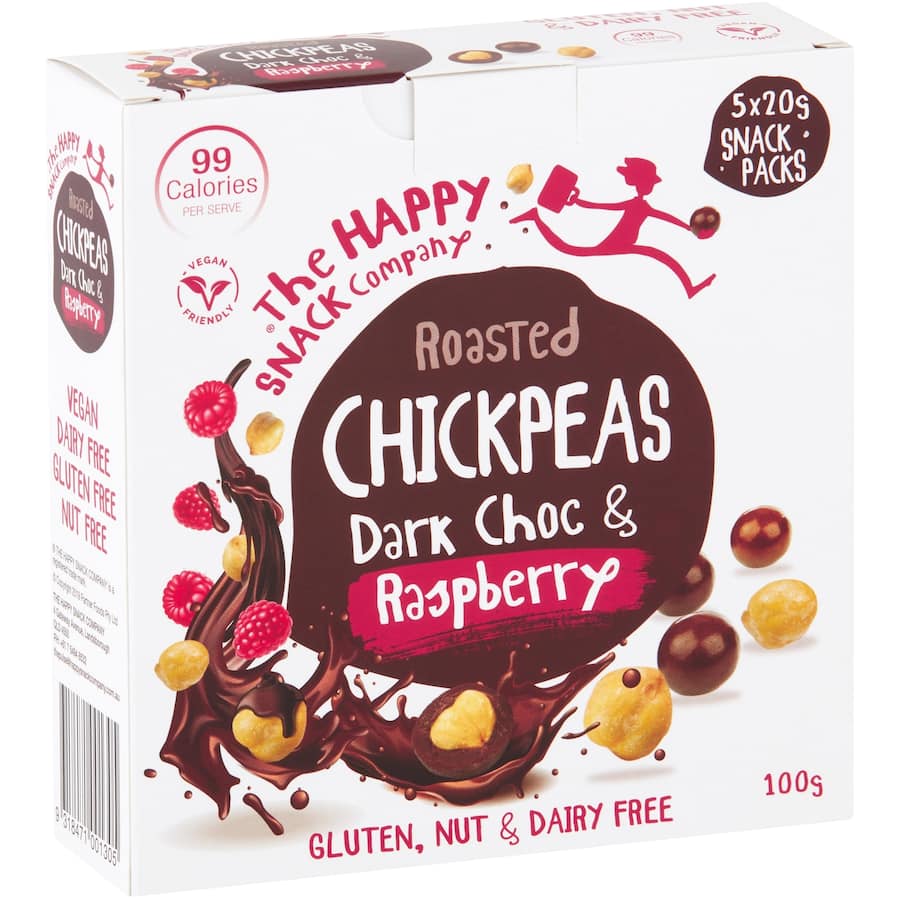 Happy Snack Chickpea Snacks Dark Chocolate Raspberry 100g