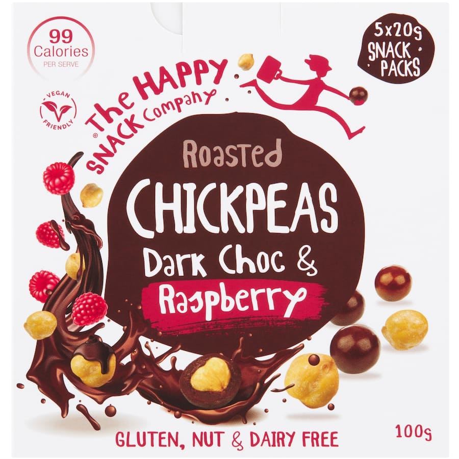 Happy Snack Chickpea Snacks Dark Chocolate Raspberry 100g