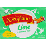 Aeroplane Jelly Original Lime pack showcasing a refreshing lime-flavored dessert mix made with real fruit juice.