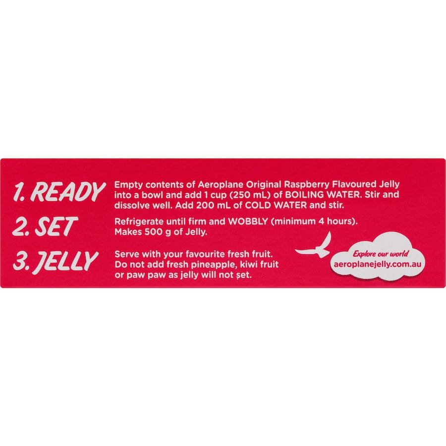 Aeroplane Jelly Original Raspberry mix, a fruity, easy-to-make dessert for nostalgic treats and refreshing indulgence.