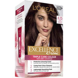 L'Oreal Excellence Hair Colour in Dark Frosted Brown, offering 100% grey coverage, nourishing formula, and vibrant, long-lasting color.