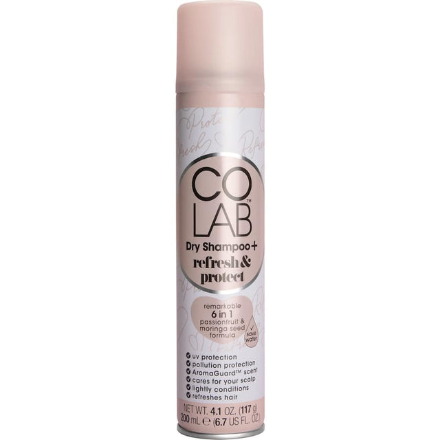 Co Lab Dry Shampoo Refresh & Protect, a vegan formula that absorbs oil, protects against UV rays, and neutralizes odors.