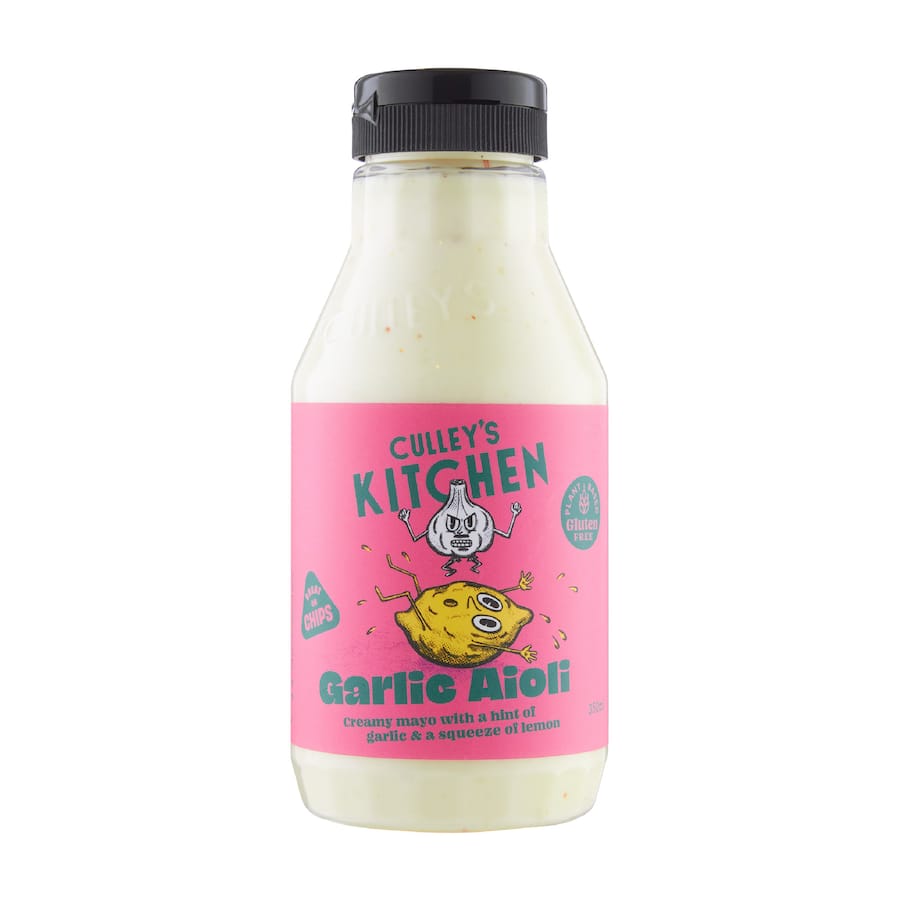 Creamy and savory Culley's Aioli Garlic in a bottle, perfect for dipping or dressing to elevate any dish.