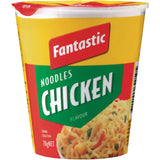 Savory chicken-flavored instant noodles in a cup, quick to prepare and perfect for a tasty meal or snack on-the-go.