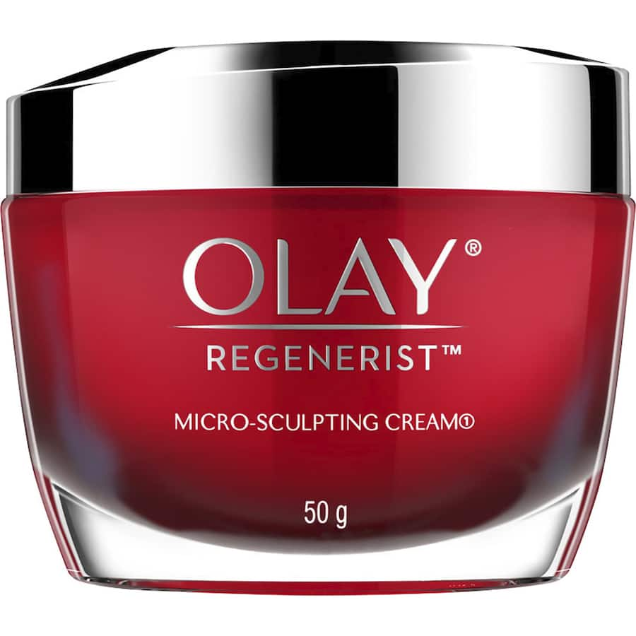 Olay Regenerist Microsculpting Face Cream, an anti-aging moisturizer with niacinamide and peptides for youthful, radiant skin.