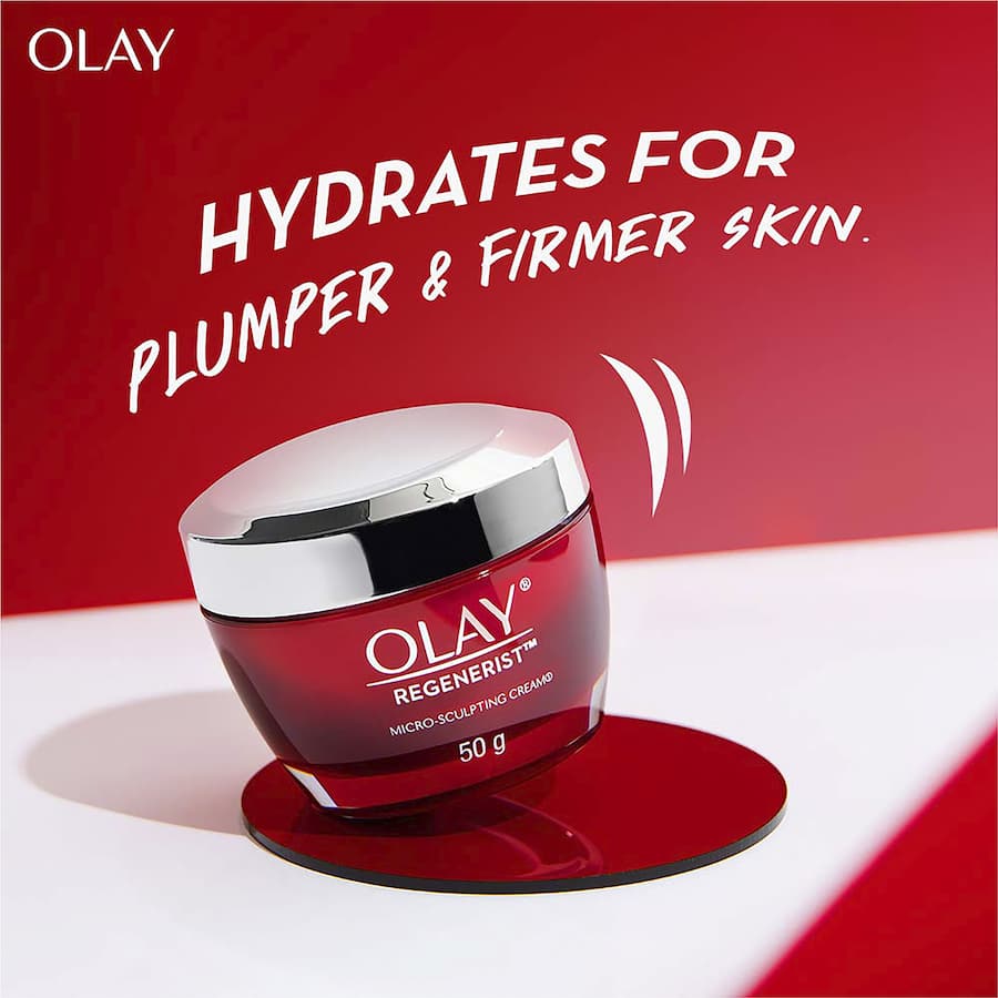 Olay Regenerist Microsculpting Face Cream moisturiser, featuring niacinamide and peptides for anti-aging and hydration.