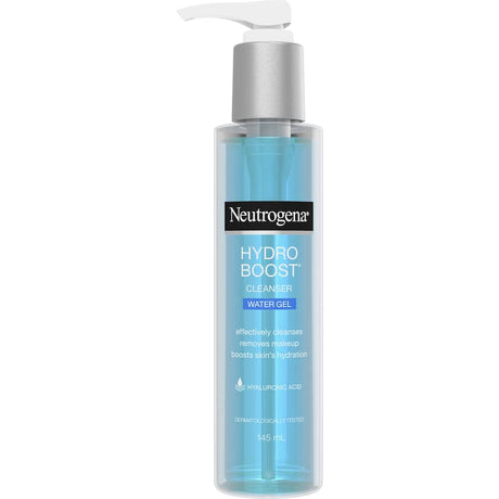 Neutrogena Hydro Boost Facial Cleanser Water Gel, a hydrating gel with Hyaluronic Acid for a gentle, effective cleanse.