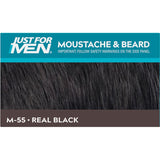 Just For Men Moustache & Beard Colour in Real Black; eliminates grey for a thicker, conditioned look in just 5 minutes.