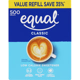 Refill pack of Equal Sugar Substitute Tablets for guilt-free sweetness, powered by zero-calorie aspartame.