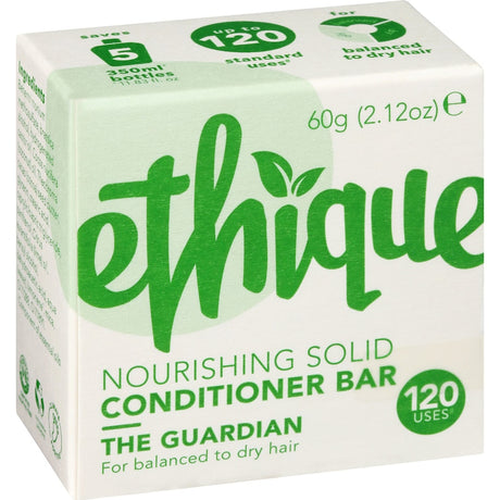 Ethique Conditioner Bar The Guardian: eco-friendly, pH balanced bar for dry hair, enriched with cocoa butter and lime oil.